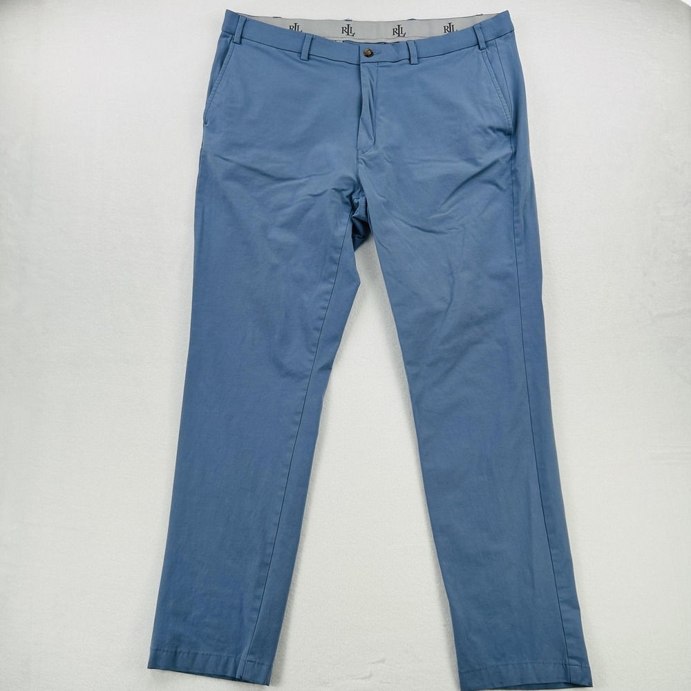 Lauren Ralph Lauren Pants Mens 38x32 Blue Chino Straight Leg Flat Front Cotton